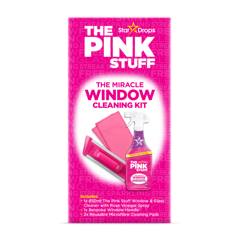 מארז פד לחלונות + נוזל לניקוי חלונות THE PINK STUFF
