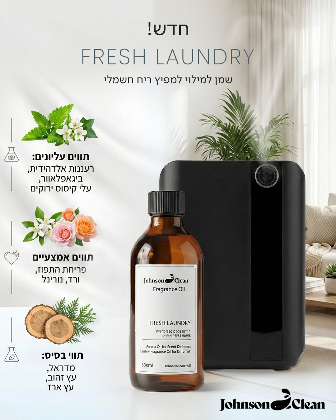 מילוי למפיץ ריח FRESH LAUNDRY על בסיס שמן