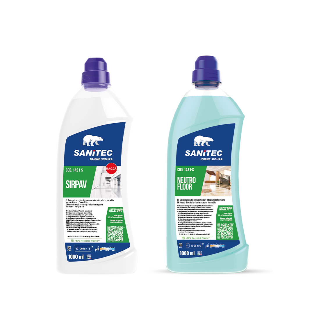 SANITEC לניקוי רצפות בעלי שכבת שומן + ניקוי רצפת שיש